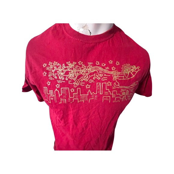 Keith Haring Christmas Santa Design T-Shirt by Ripple: Adult Unisex Large - Picture 2 of 5